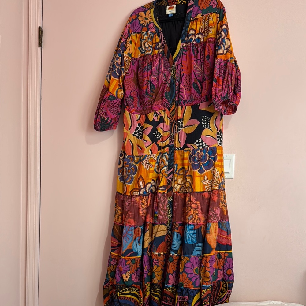 farm rio for anthropology- Colorful Floral Women's Dress